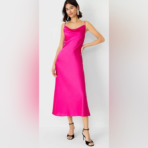 Satin Scoop Neck Slip Dress - Picture 1 of 5